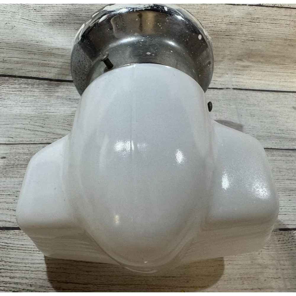 Vintage Bathroom Wall Sink Lamp Sconce Milk Glass Outlet Headlight Pull Chain